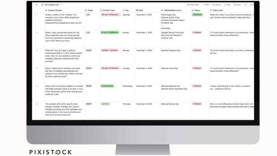 Example of Pixistock content creation management tool